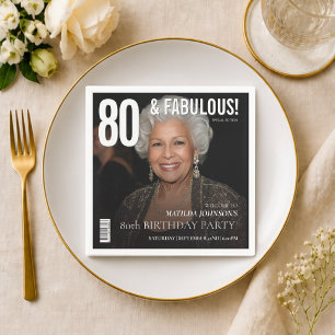 80 Fabulous Magazine Cover 80th Birthday  Napkin