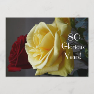 80 GloriousYears!-Birthday/Two Roses-with Quote Invitation