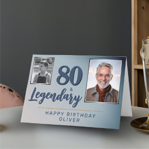 80 & Legendary 2 Photos 80th Birthday  Card