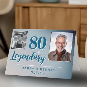 80 & Legendary 2 Photos 80th Birthday Card