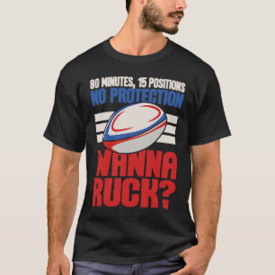 80 Minutes With No Protection Rugby Player Sports T-Shirt