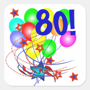 80! Or Any Age Birthday Balloons Stickers