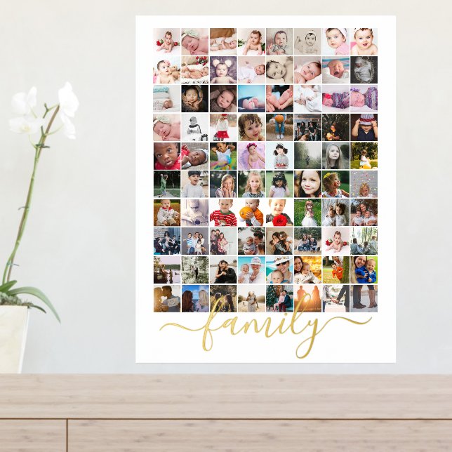 80 Photo Collage Personalised Family Typography Foil Prints (In Situ (Entry Table))