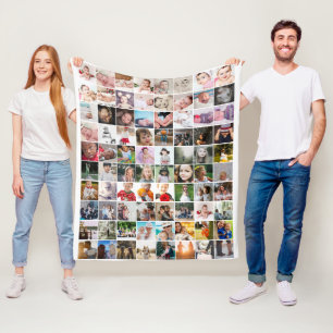 80 Photo Collage Unique Personalised DIY Custom Fleece Blanket