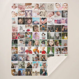 80 Photo Collage Unique Personalised DIY Custom Sherpa Blanket