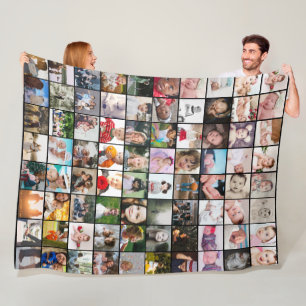80 Photo Collage Unique Personalized DIY Custom Fleece Blanket