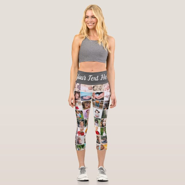 80 Photo Template Personalised Collage Capri Leggings (Front)