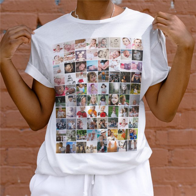 80 Photo Template Personalised Collage T-Shirt (80 Photo Template Personalized Collage T-Shirt from Ricaso. Make your own photo t-shirt. Add photos)