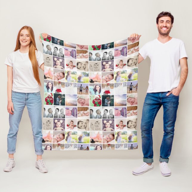 80 photos collage personalised (20 repeat) fleece blanket (In Situ)