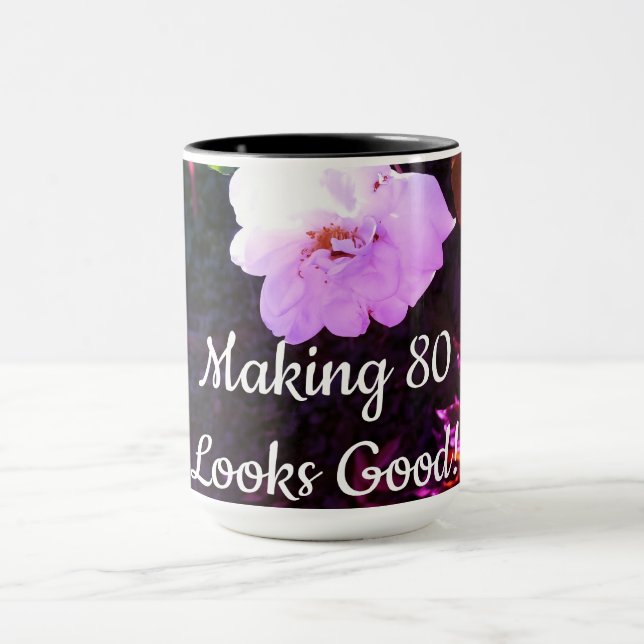 80 Quote One Rose Image Front Back Photo  Mug (Center)