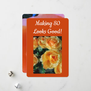 80 Quote Yellow Orange Rose Front Back Photo Holiday Card