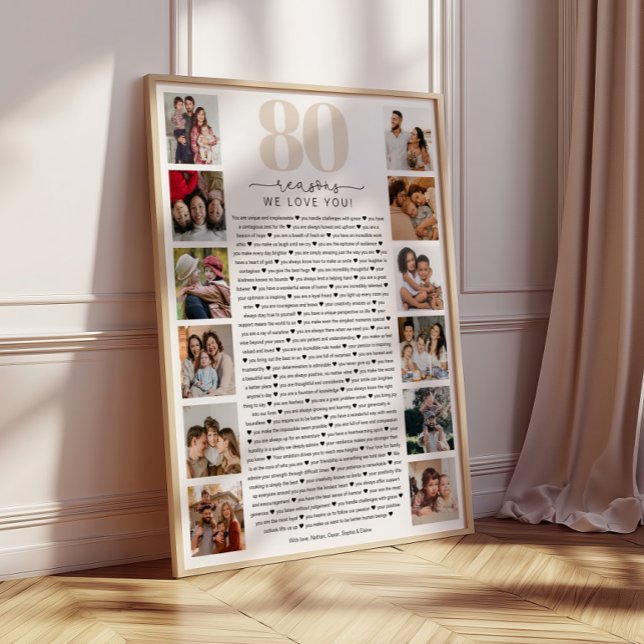 80 Reasons We Love You Birthday Keepsake Gift Poster (Creator Uploaded)