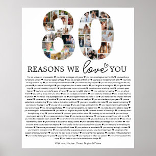 80 Reasons We Love You Photo Collage Keepsake Gift Poster