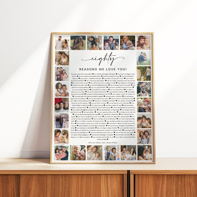 80 Reasons We Love You Photo Collage Keepsake Gift Poster (Creator Uploaded)