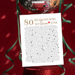 80 reasons why we love you 70th 60th 50th birthday poster<br><div class="desc">designed by The Arty Apples Limited</div>
