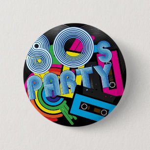 80 Retro Party 6 Cm Round Badge