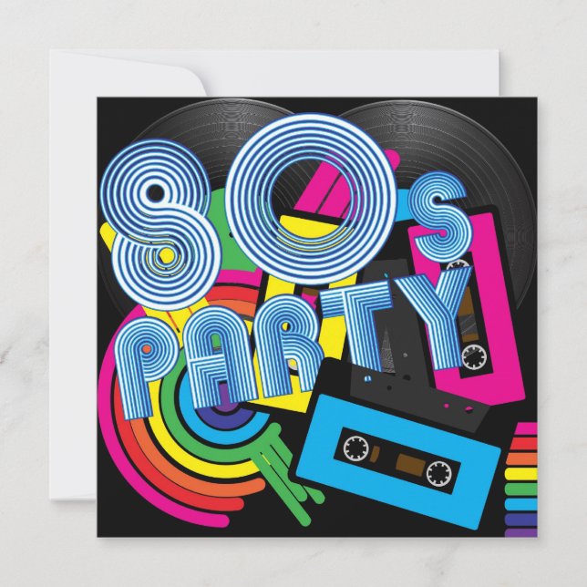 80 Retro Party Invitation (Front)