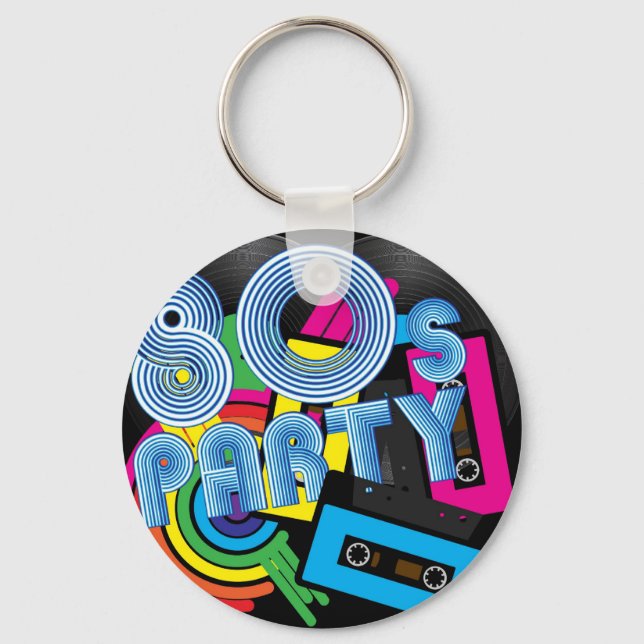 80 Retro Party Key Ring (Front)