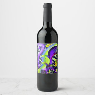 80 s Art Deco Geometric Pattern Wine Label