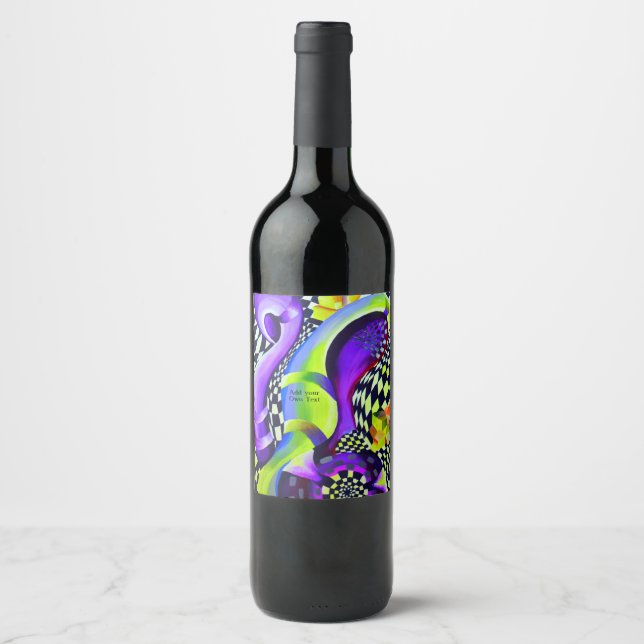 80 s Art Deco Geometric Pattern Wine Label (Front)