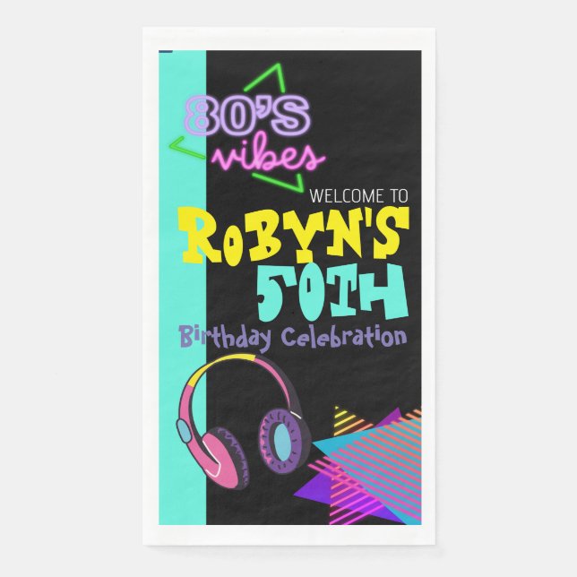 80’s or 90s Theme Birthday Invitation Napkin (Front)