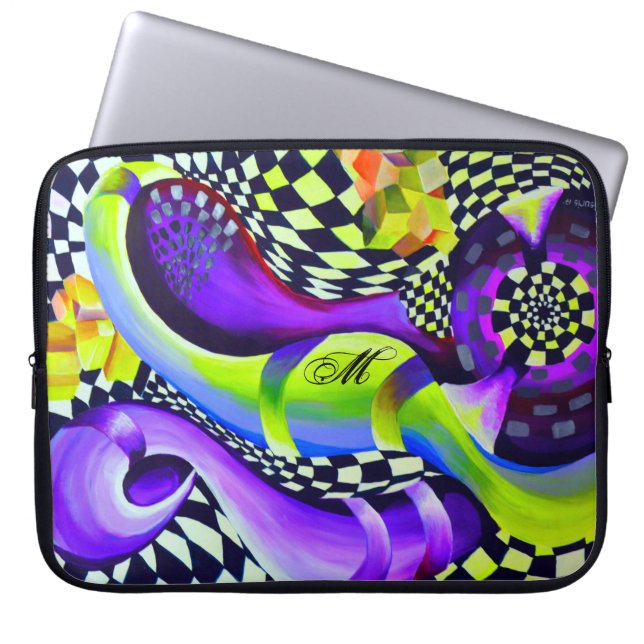 80`s Retro Geometric Pattern Laptop Sleeve (Front)