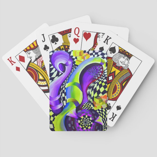 80`s Retro Geometric Pattern Playing Cards (Back)