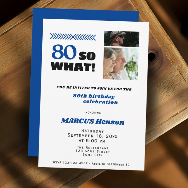 80 So what Funny Milestone 80th Birthday Invitation (Creator Uploaded)