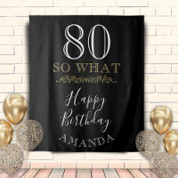 80 So what Funny Quote Black Elegant 80th Birthday
