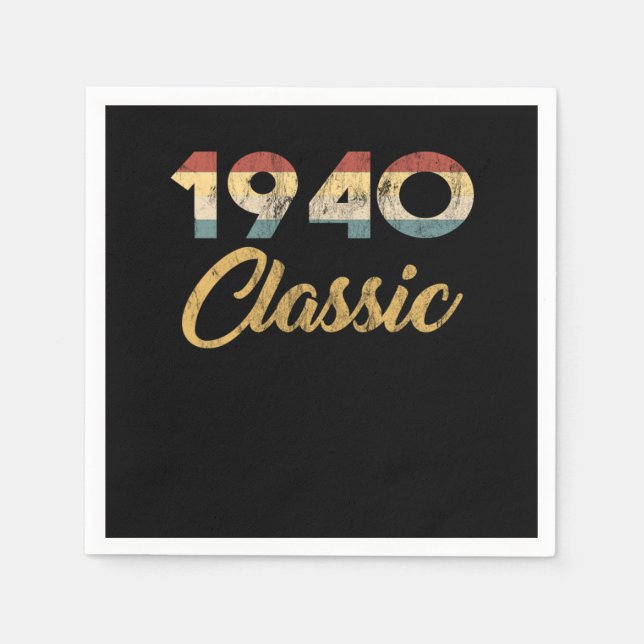 80 th Birthday Gift for Men And Women 1940 Classic Napkin (Front)
