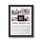 80 Things I Love About You | 80th Birthday