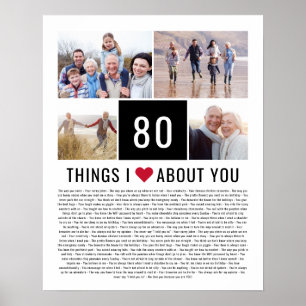 80 Things I Love About You   80th Birthday Poster