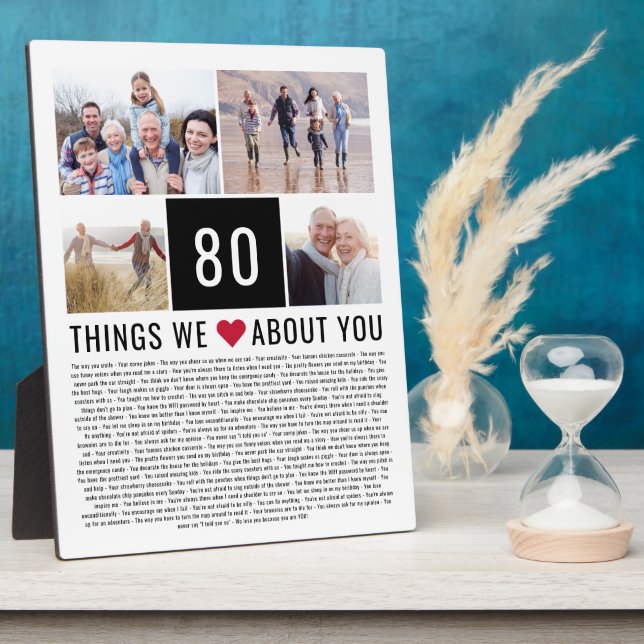 80 Things We Love About You | 80th Birthday Plaque (Side)