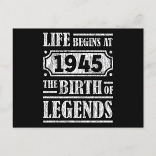80 Year Old 1945 Birth Legend 80th Birthday Gift Postcard