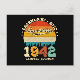 80 Year Old Awesome Since 1942 80th Birthday Gift Postcard