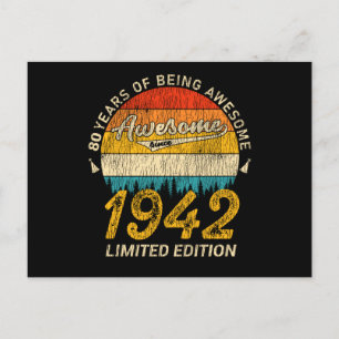 80 Year Old Bday 1942 Awesome Since 80th Birthday  Postcard