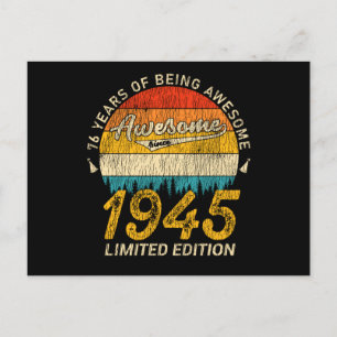 80 Year Old Bday 1945 Awesome 80th Birthday Gift Postcard