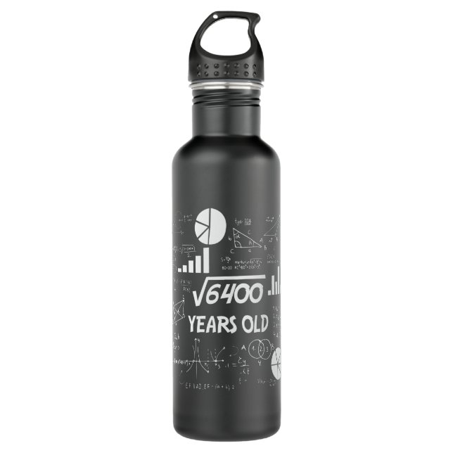 80 Year Old Bday Math Teacher 80th Birthday Gift 710 Ml Water Bottle (Front)