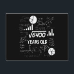 80 Year Old Bday Math Teacher 80th Birthday Gift Postcard<br><div class="desc">Celebrate birthdays with a clever twist! This funny math design uses equations and square roots to reveal the age, making it the perfect choice for math lovers, teachers, students, and geeks who enjoy a good nerdy joke. Great for milestone birthdays, classroom celebrations, or anyone who appreciates clever humour mixed with...</div>