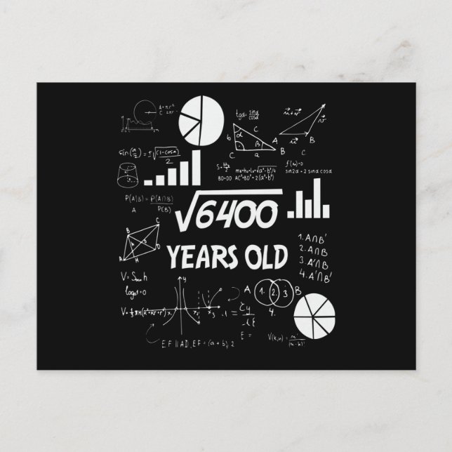 80 Year Old Bday Math Teacher 80th Birthday Gift Postcard (Front)