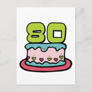 80 Year Old Birthday Cake Postcard