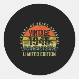 80 Year Old Birthday Gifts For Men December 1945 8 Classic Round Sticker