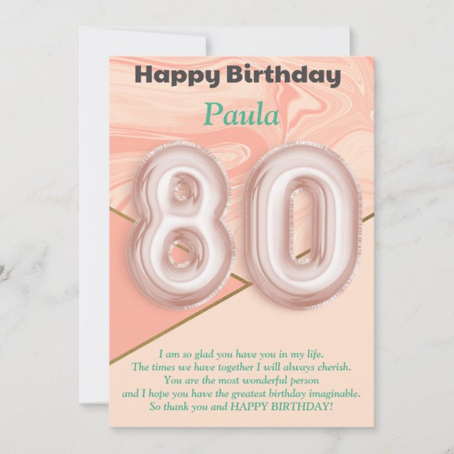 80 year old girls Happy Birthday card (Front)