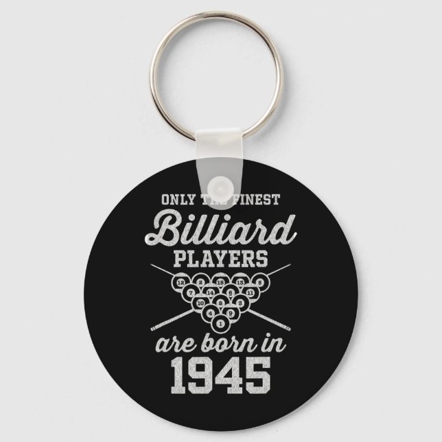 80 Year Old Pool Player 80th Birthday Billiards  Key Ring (Front)