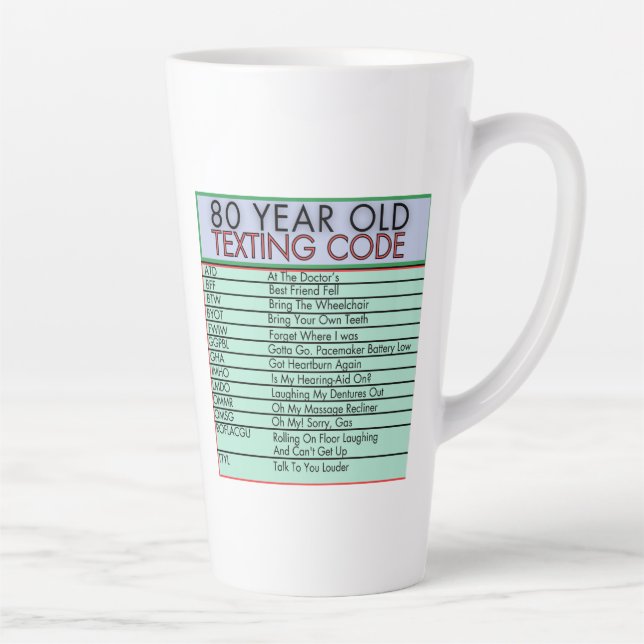 80 Year Old Texting Code Funny Birthday Senior Mug (Right)