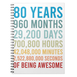 80 Years 960 Months 29200 Days Being Awesome Birth Notebook