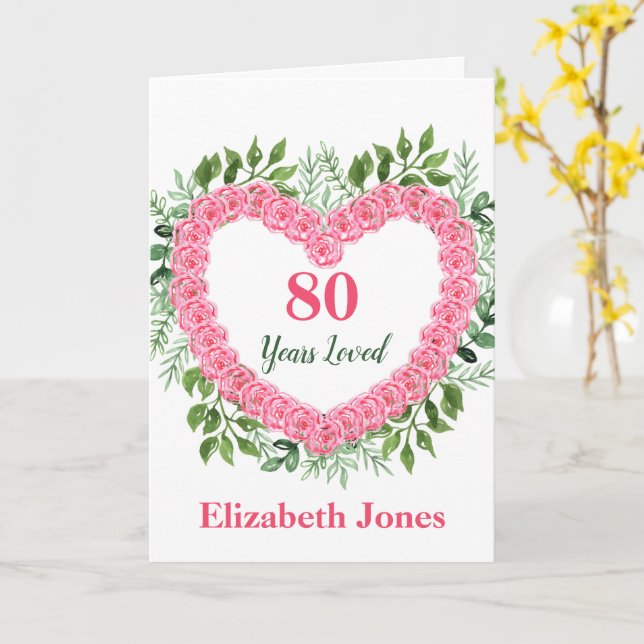 80 Years Loved 80th Birthday Greeting Card (Yellow Flower)