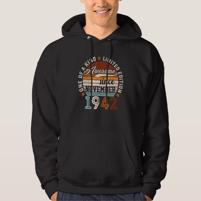 80 Years Old  Awesome Since November 1942 80th Bda Hoodie (Front)