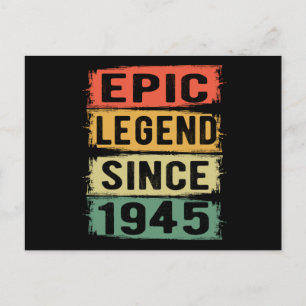 80 Years Old Bday 1945 Epic Legend 80th Birthday Postcard