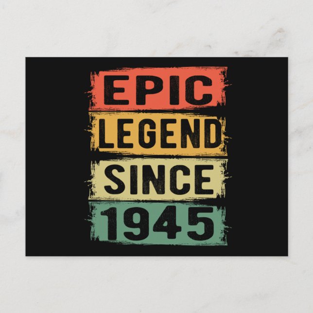 80 Years Old Bday 1945 Epic Legend 80th Birthday Postcard (Front)